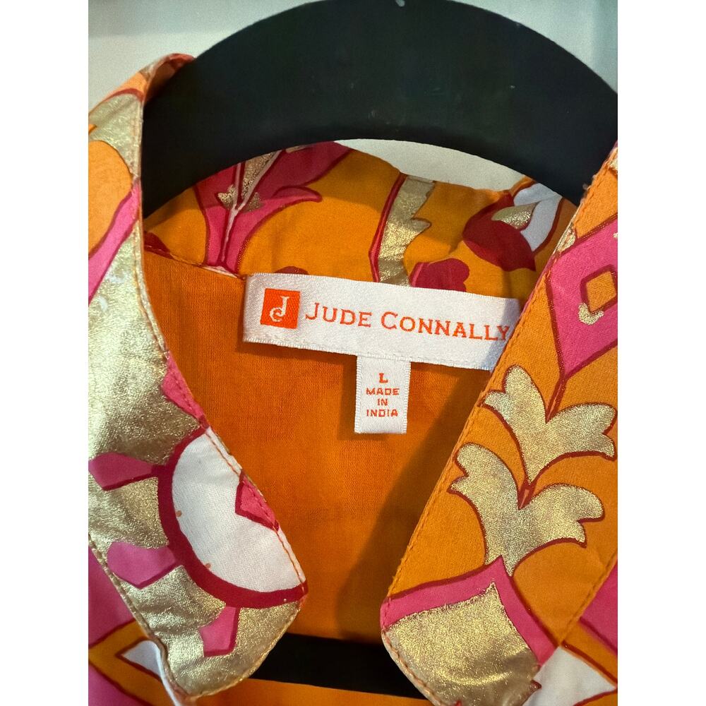 Jude Connally Orange Pink Floral Midi Dress - Picture 3 of 4